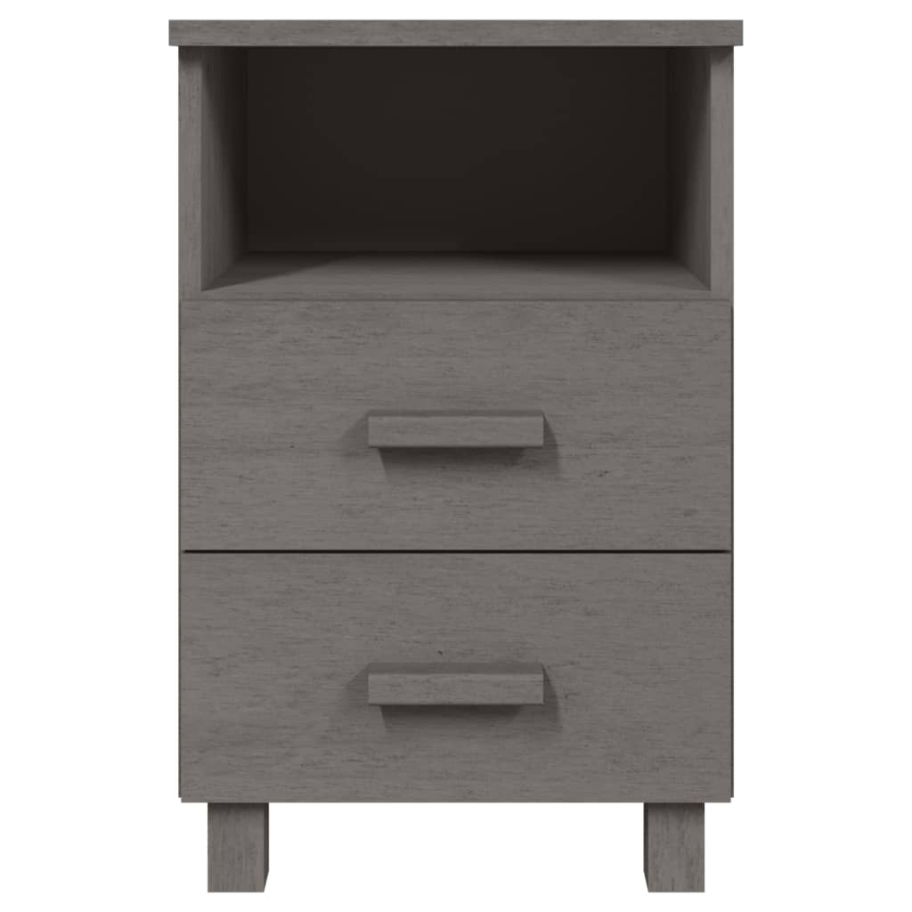 Bedside Cabinets HAMAR 2 pcs Light Gray 15.7"x13.8"x24.4" Solid Wood