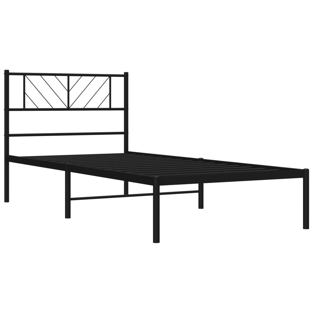 Metal Bed Frame without Mattress with Headboard Black 39.4"x78.7"