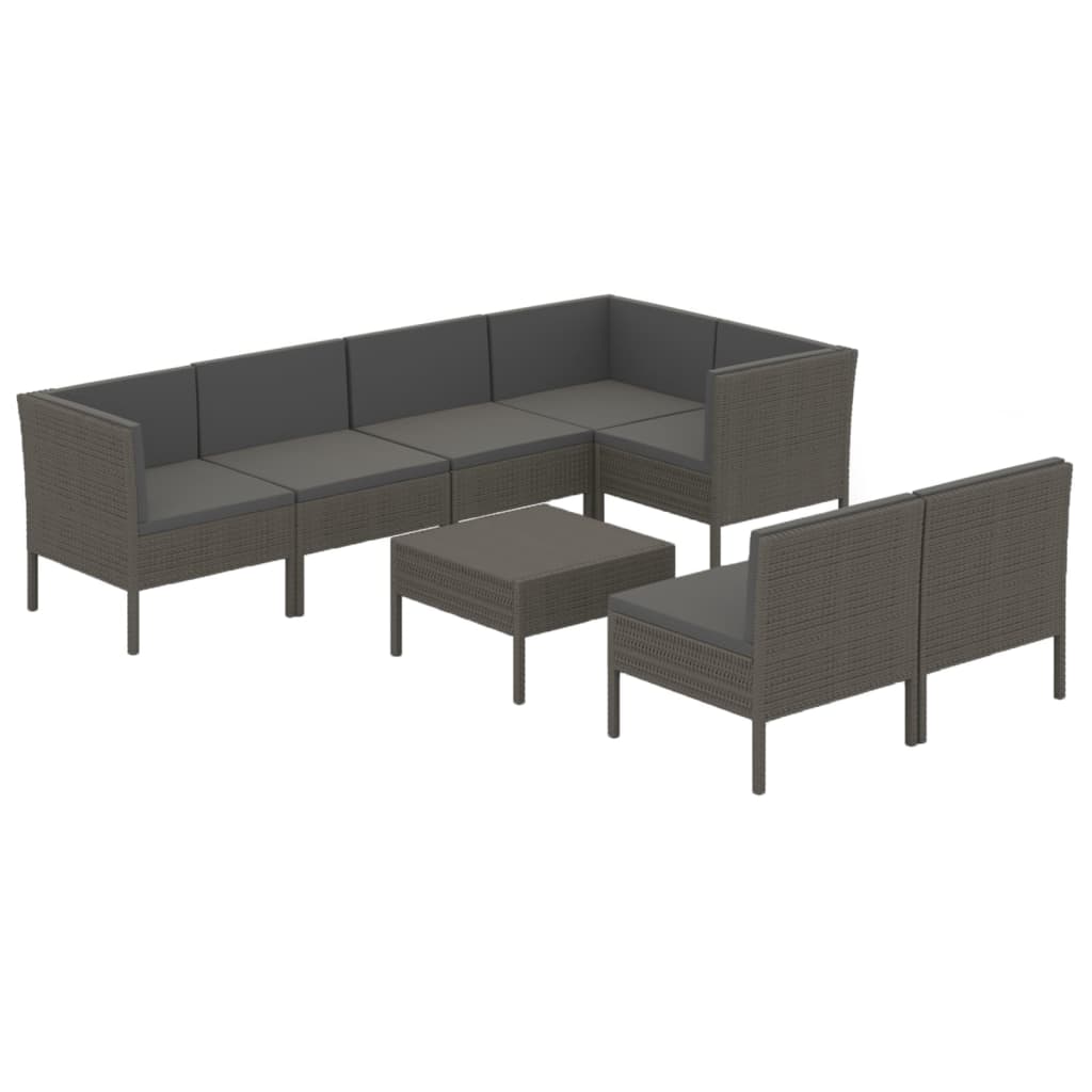 8 Piece Patio Lounge Set with Cushions Poly Rattan Gray