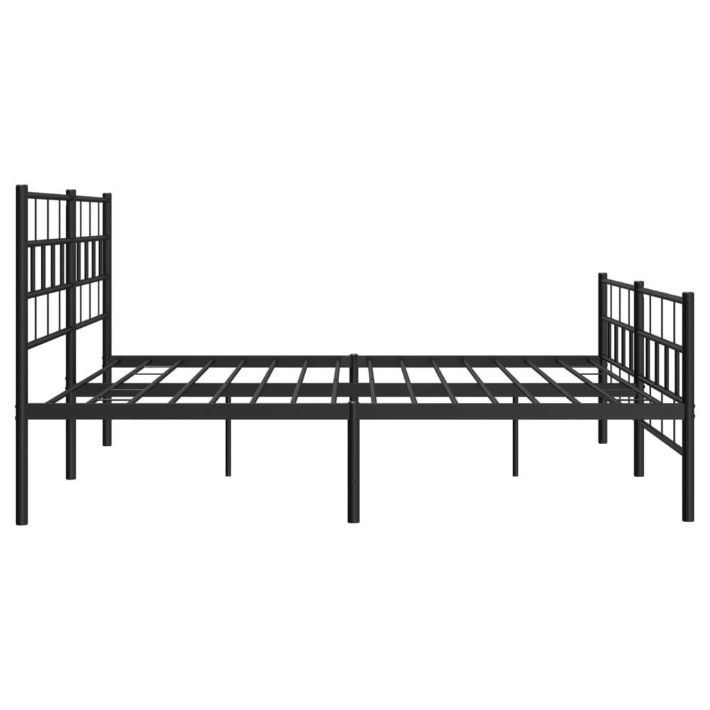 Metal Bed Frame without Mattress with Footboard Black 72"x83.9"