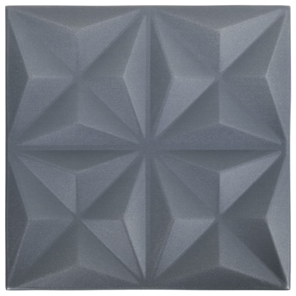 3D Wall Panels 24 pcs 19.7"x19.7" Origami Gray 64.6 ft��