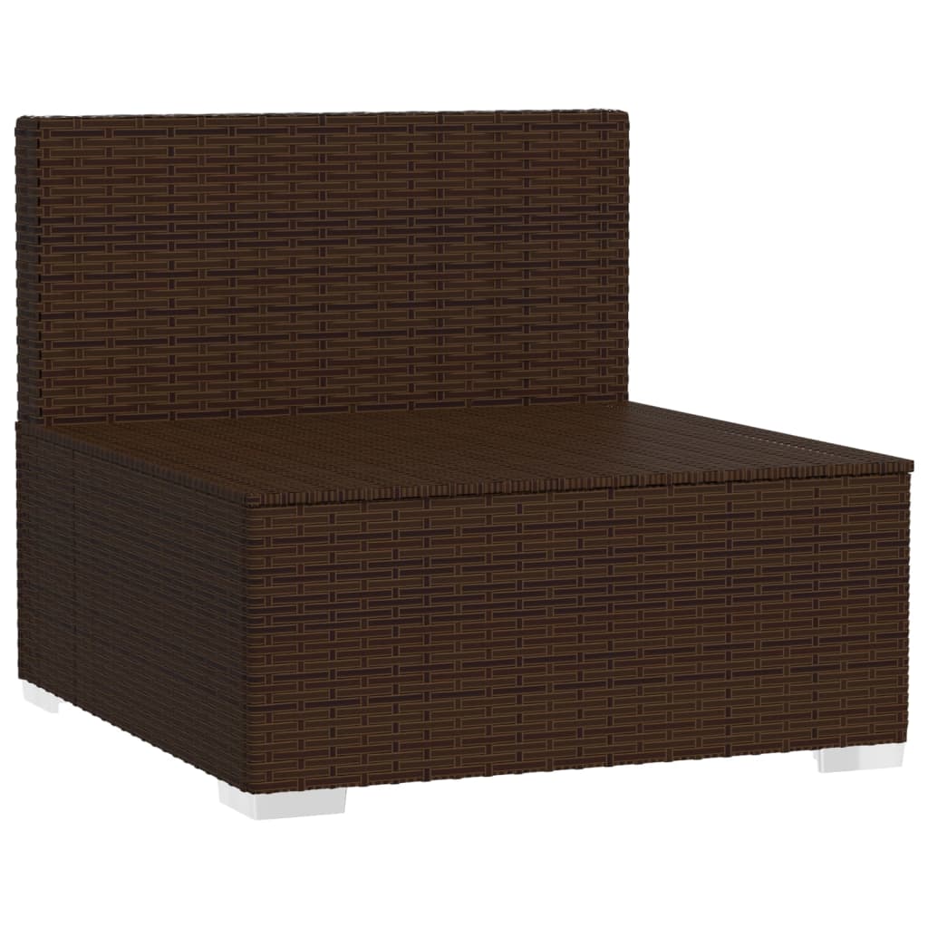 3 Seat Patio Sofa with Cushions Brown Poly Rattan