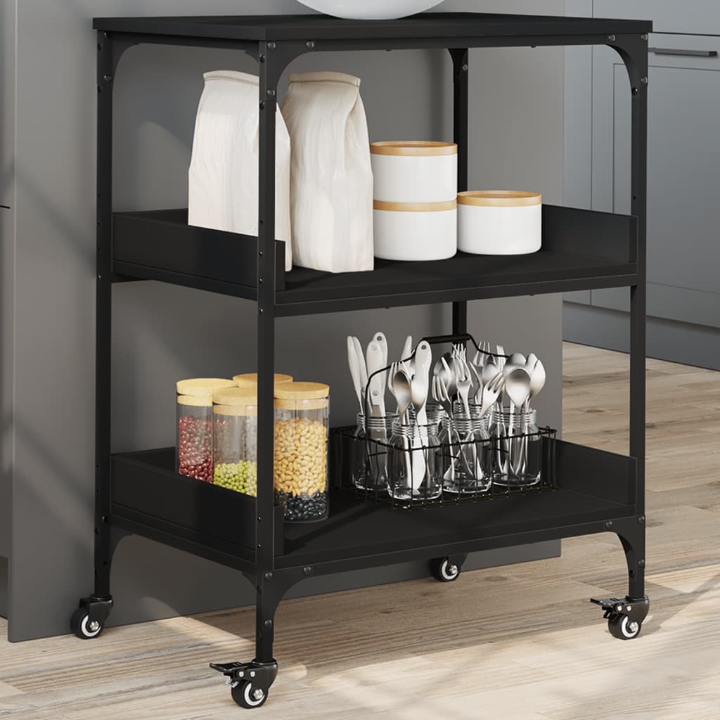 Kitchen Trolley Smoked Oak 23.6"x16.1"x31.7" Engineered Wood