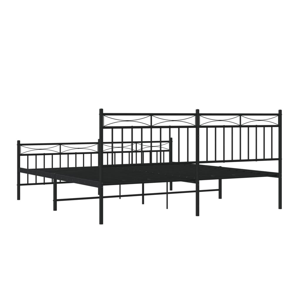 Metal Bed Frame without Mattress with Footboard Black 72"x83.9"