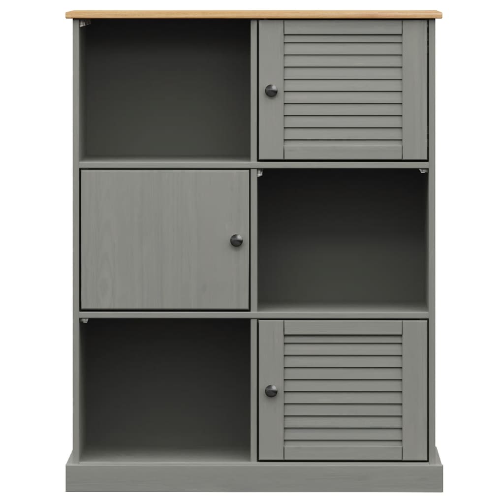 Bookcase VIGO Gray 35.4"x13.8"x45.1" Solid Wood Pine