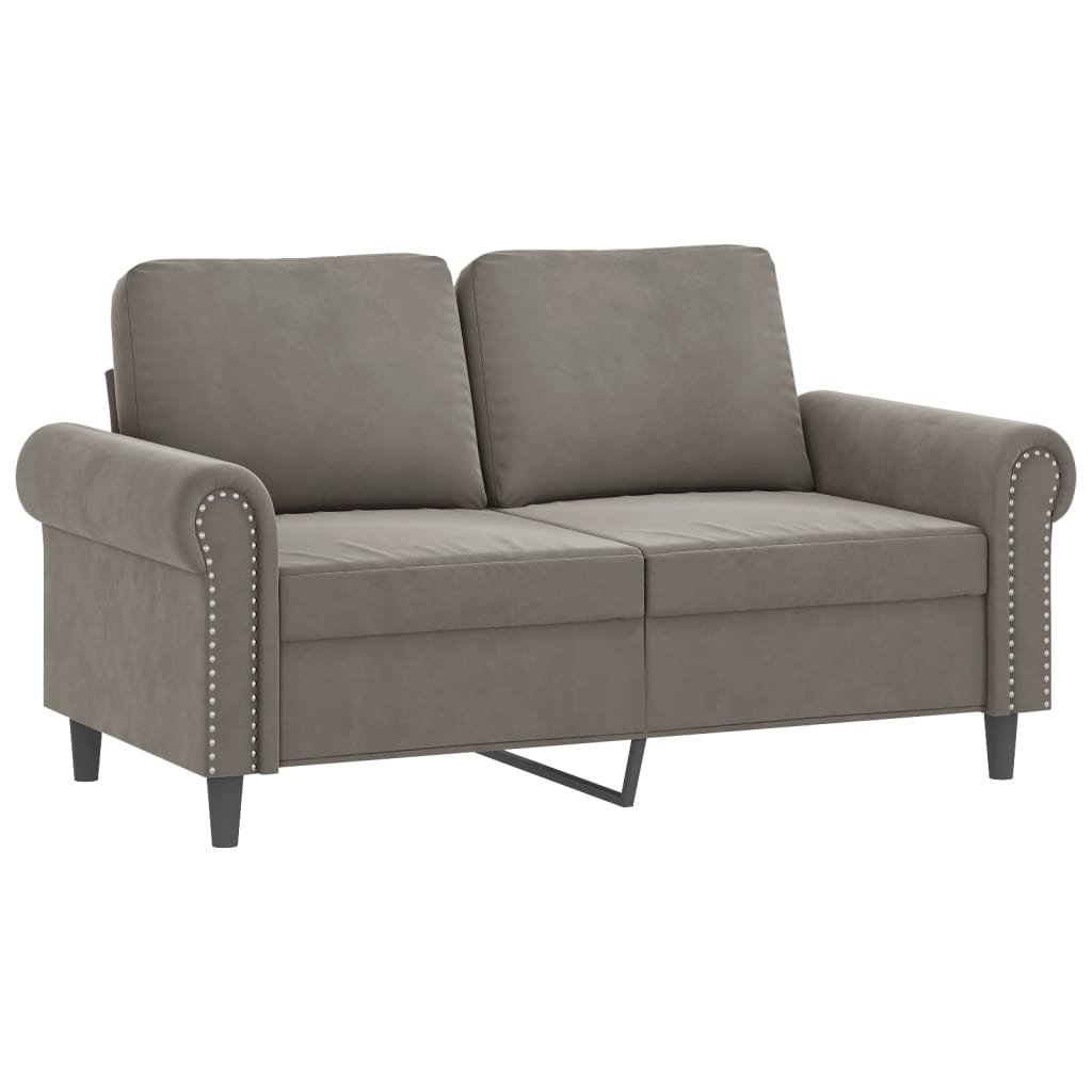 2-Seater Sofa with Pillows&Cushions Light Gray 47.2" Velvet