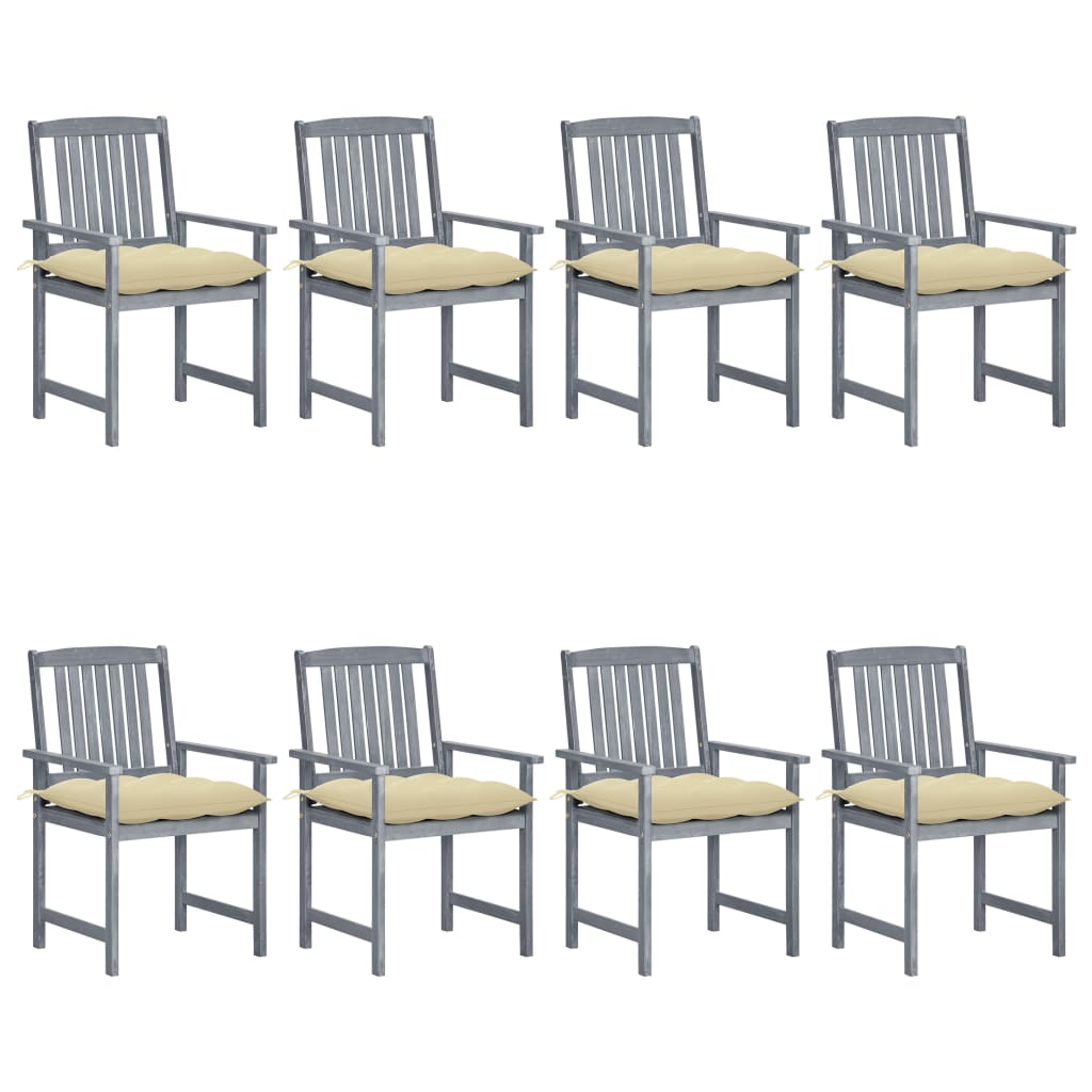 Patio Chairs with Cushions 2 pcs Gray Solid Acacia Wood