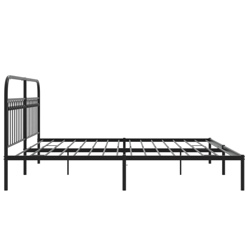 Metal Bed Frame without Mattress with Headboard Black 76"x79.9"