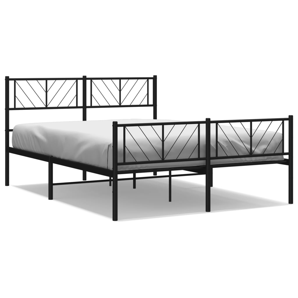 Metal Bed Frame without Mattress with Footboard Black 59.1"x78.7"