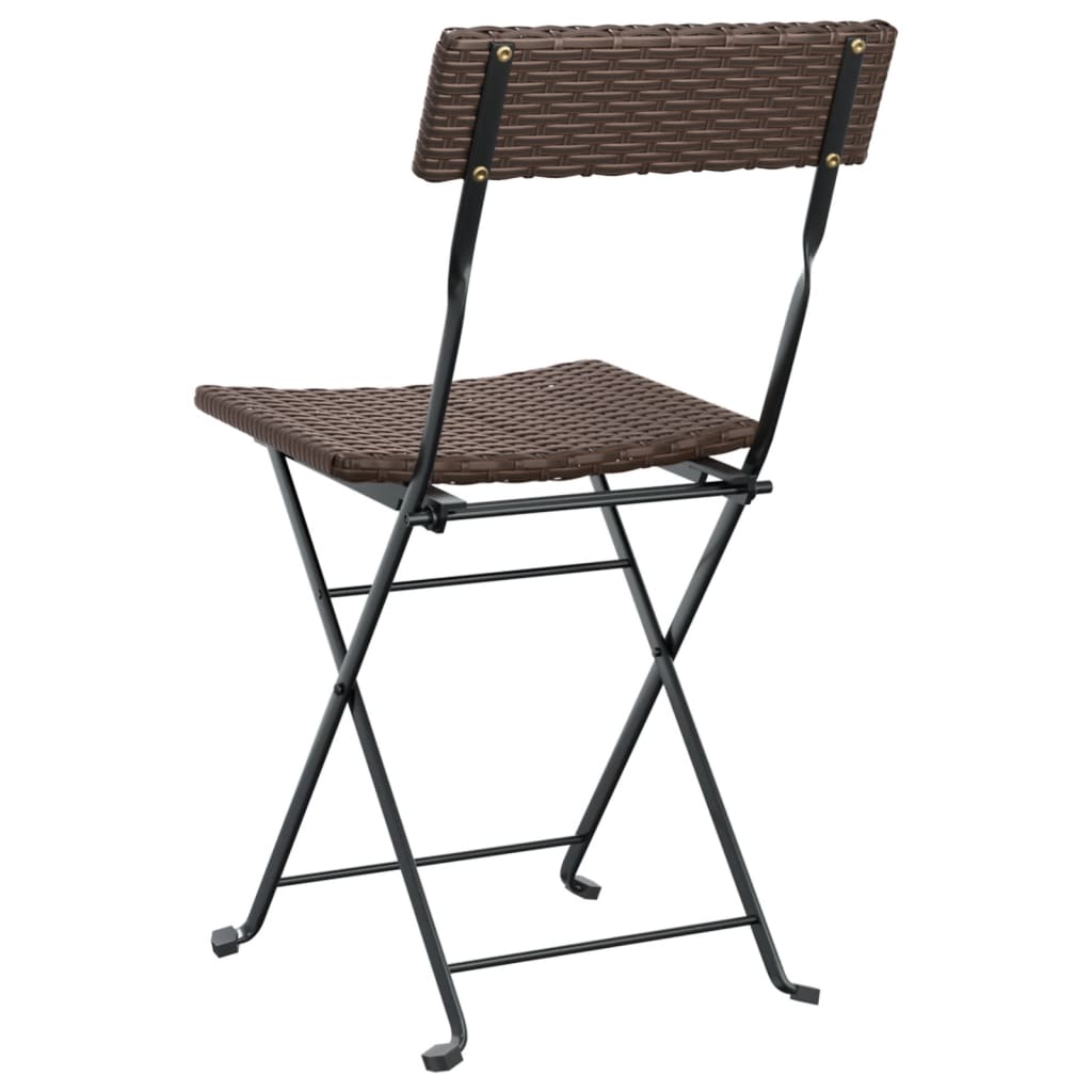 Folding Bistro Chairs 2 pcs Brown Poly Rattan and Steel