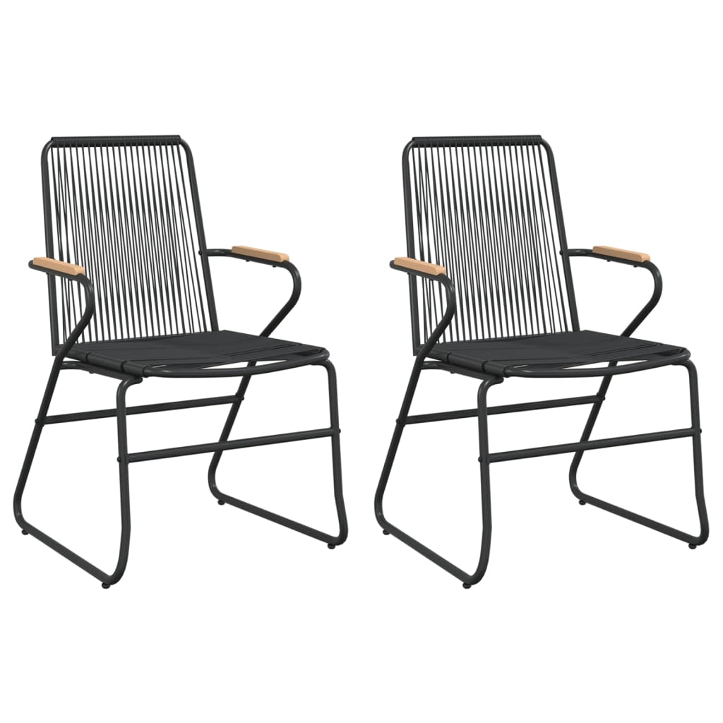 3 Piece Patio Dining Set Black PVC Rattan