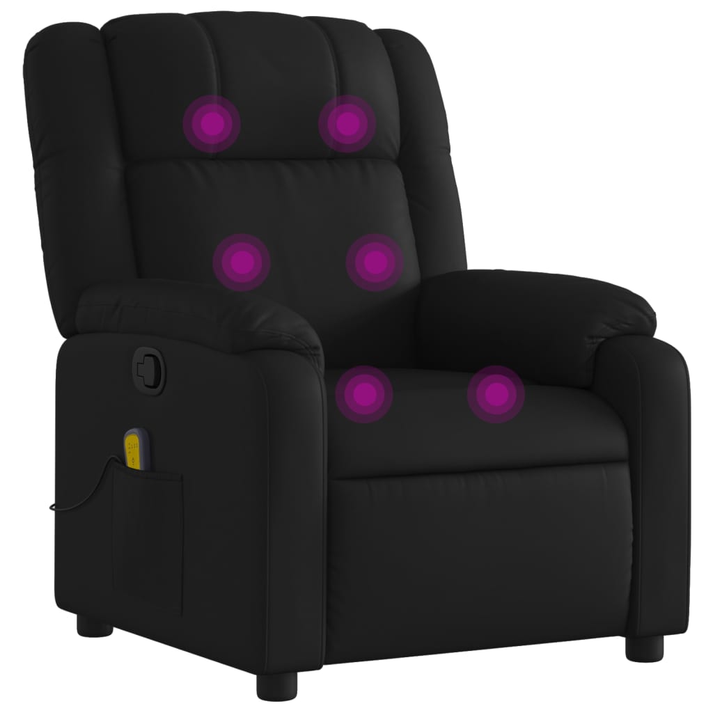 Massage Recliner Chair Black Faux Leather