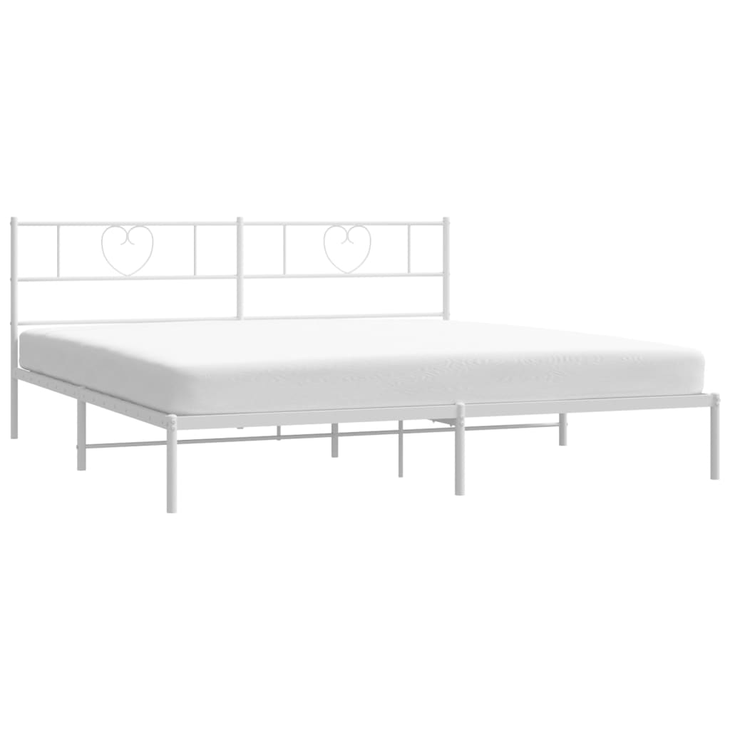 Metal Bed Frame without Mattress with Headboard White 76"x79.9"