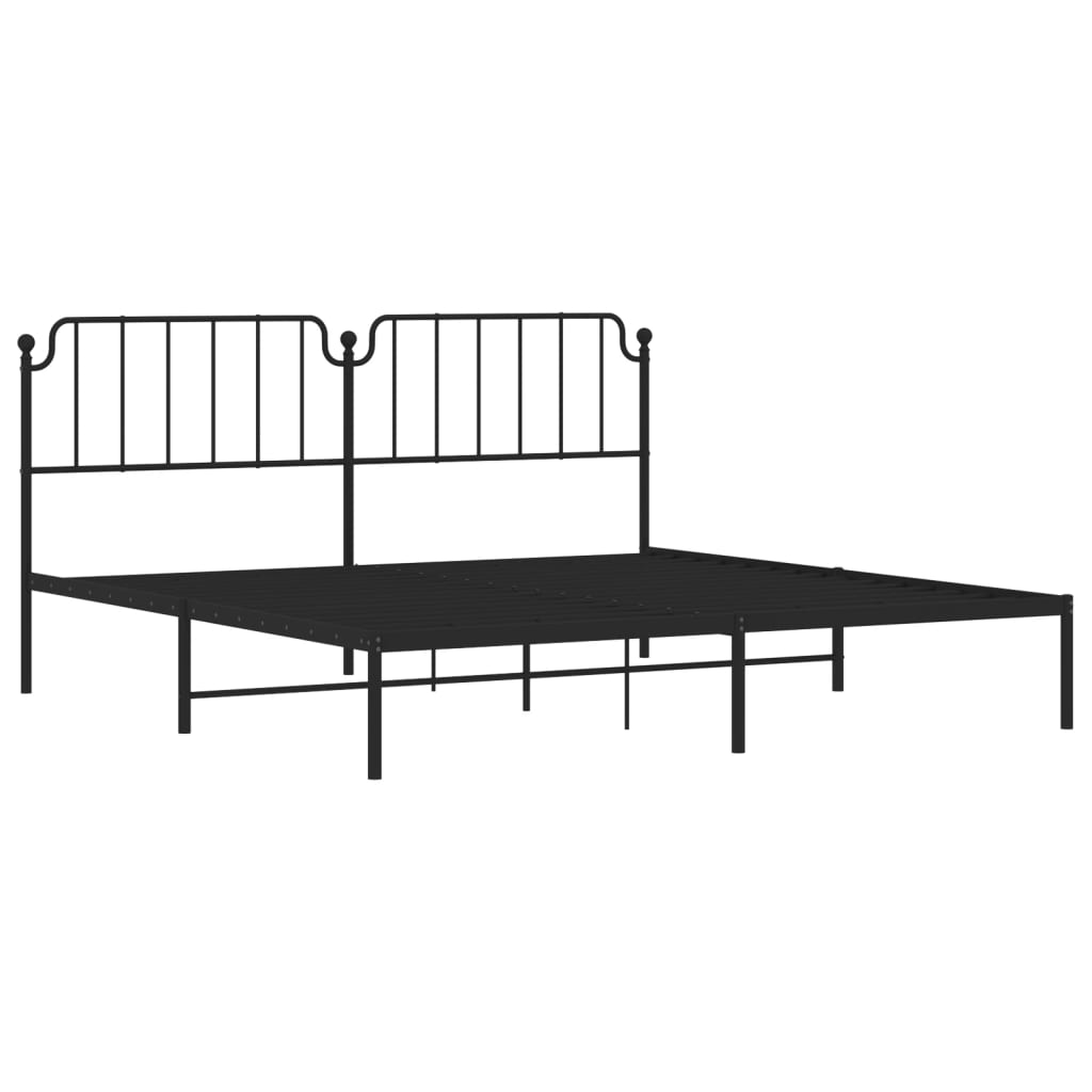 Metal Bed Frame without Mattress with Headboard Black 76"x79.9"