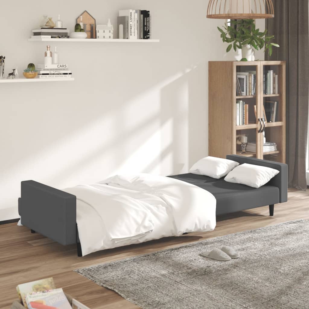 2-Seater Sofa Bed Dark Gray Velvet