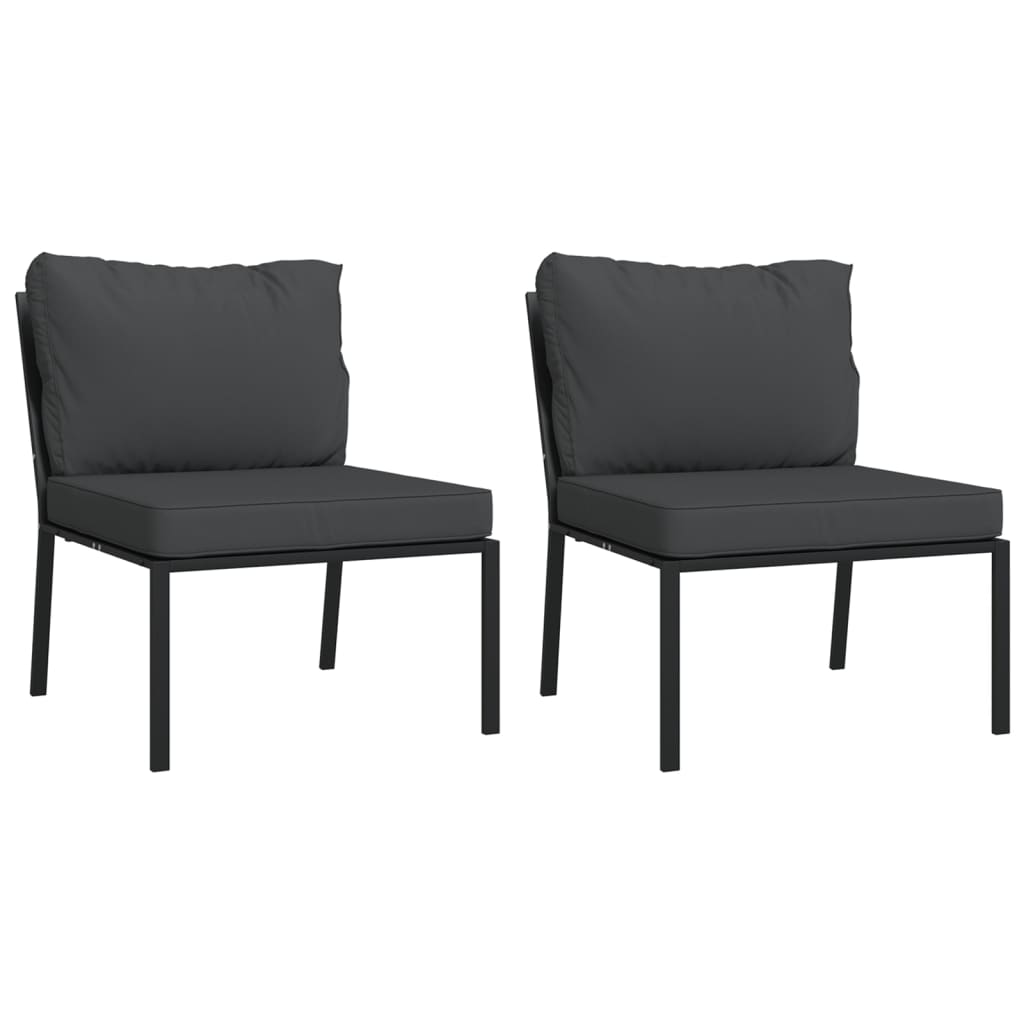 Patio Chairs with Gray Cushions 2 pcs 23.6"x29.1"x31.1" Steel