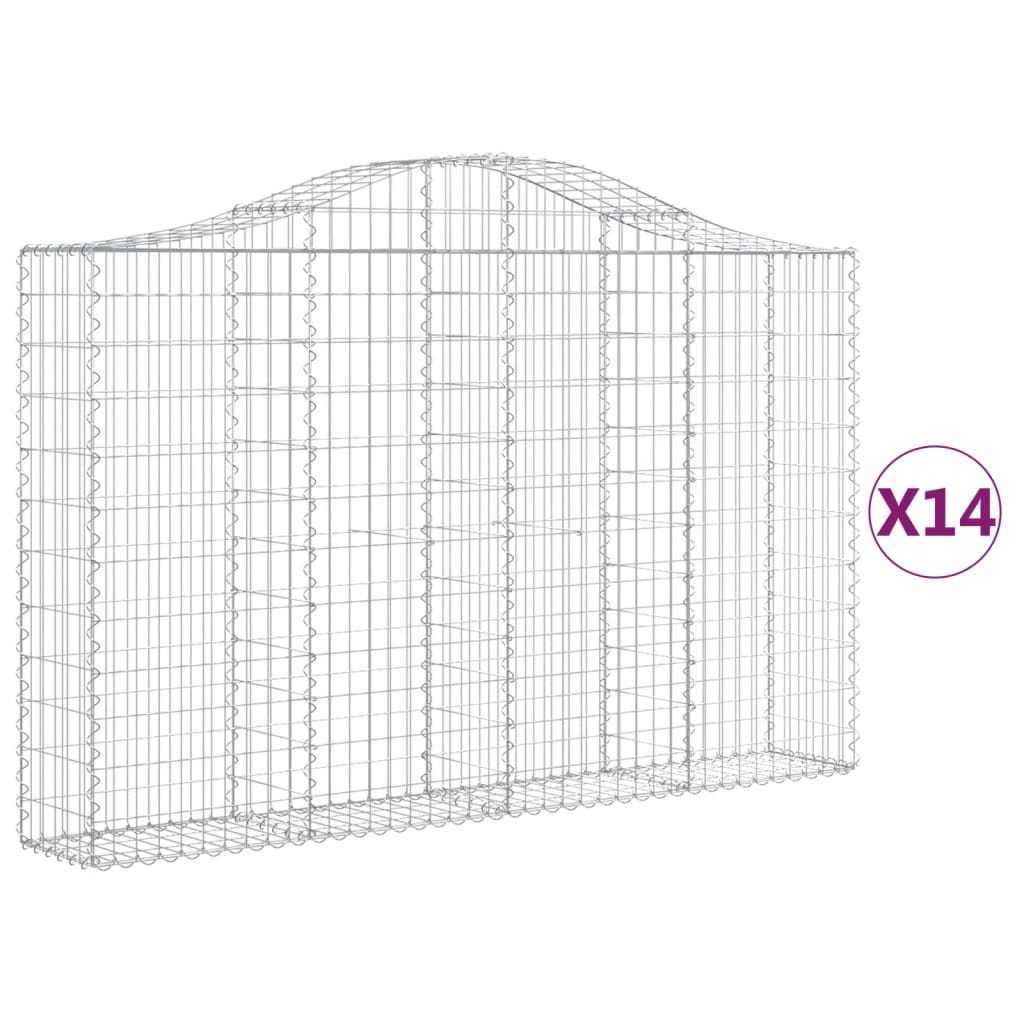 Arched Gabion Baskets 14 pcs 78.7"x11.8"x47.2"/55.1" Galvanized Iron