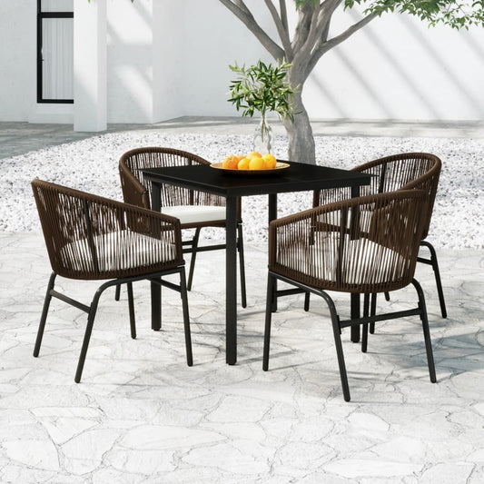 5 Piece Patio Dining Set Brown