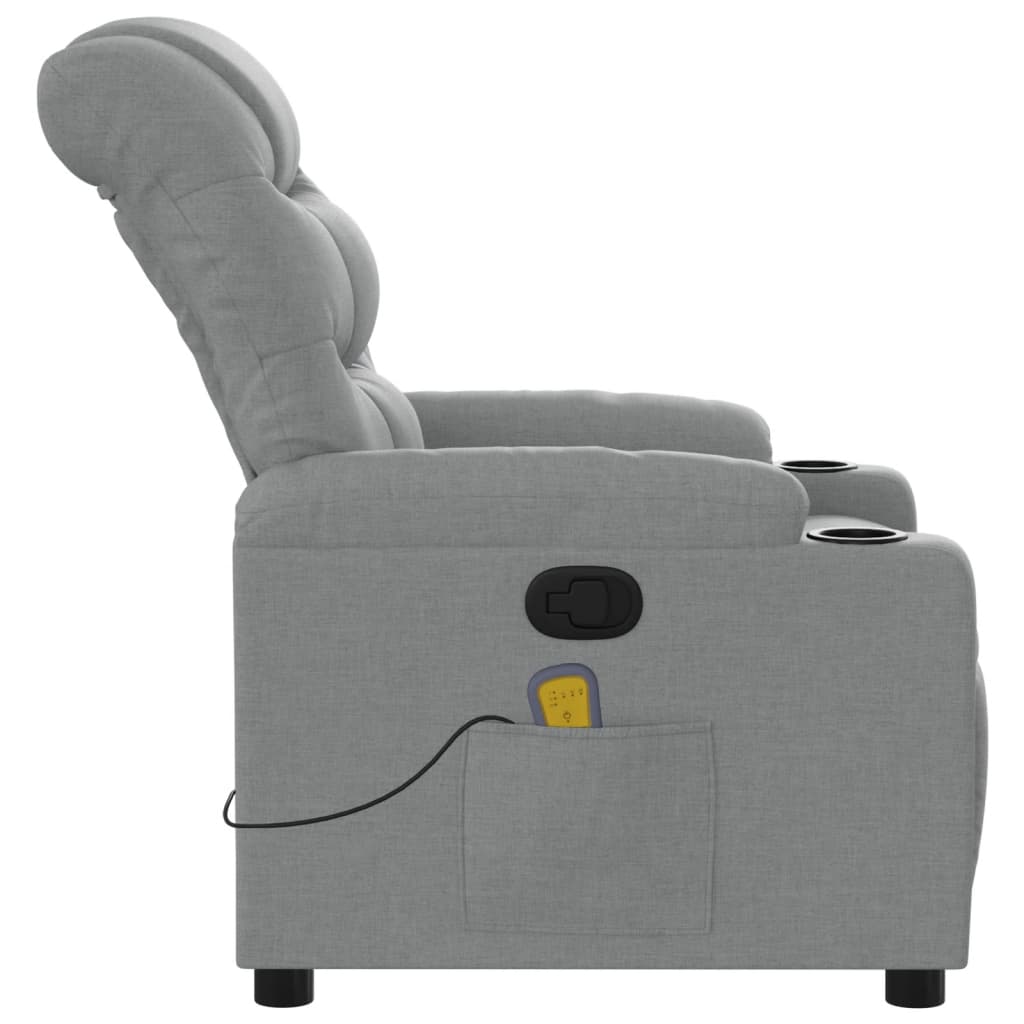 Massage Recliner Chair Light Gray Fabric