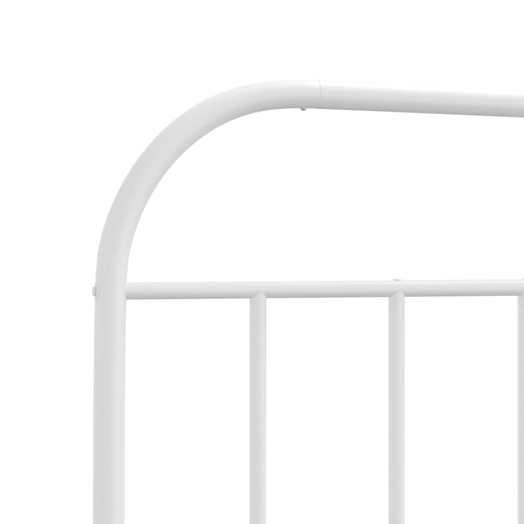 Metal Bed Frame without Mattress with Footboard White 39.4"x74.8"