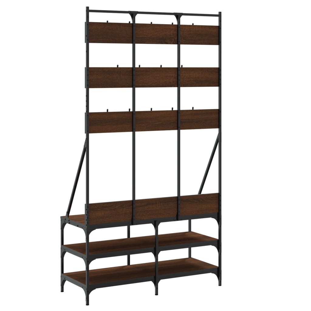 Clothes Rack with Shoe Storage Brown Oak 39.4"x15.7"x72.4"