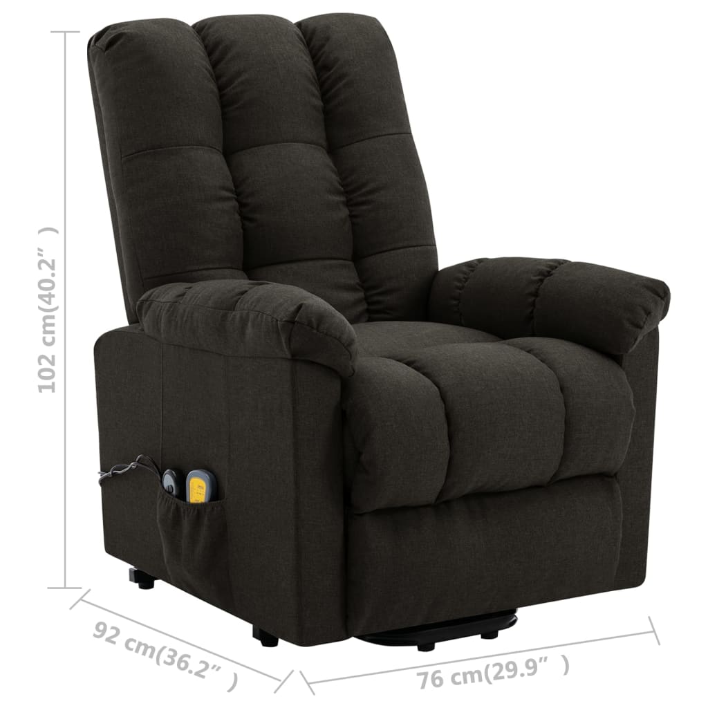 Power Lift Massage Recliner Brown Fabric