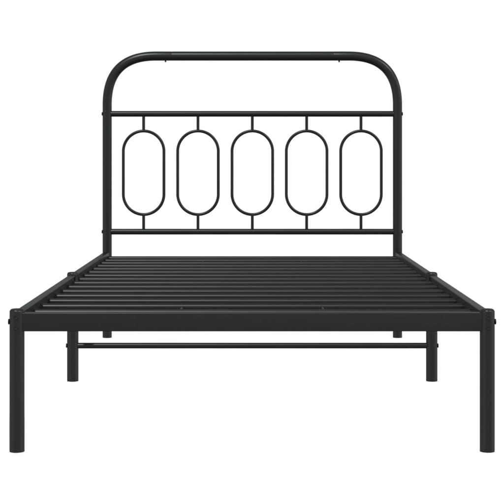 Metal Bed Frame without Mattress with Headboard Black 39.4"x78.7"