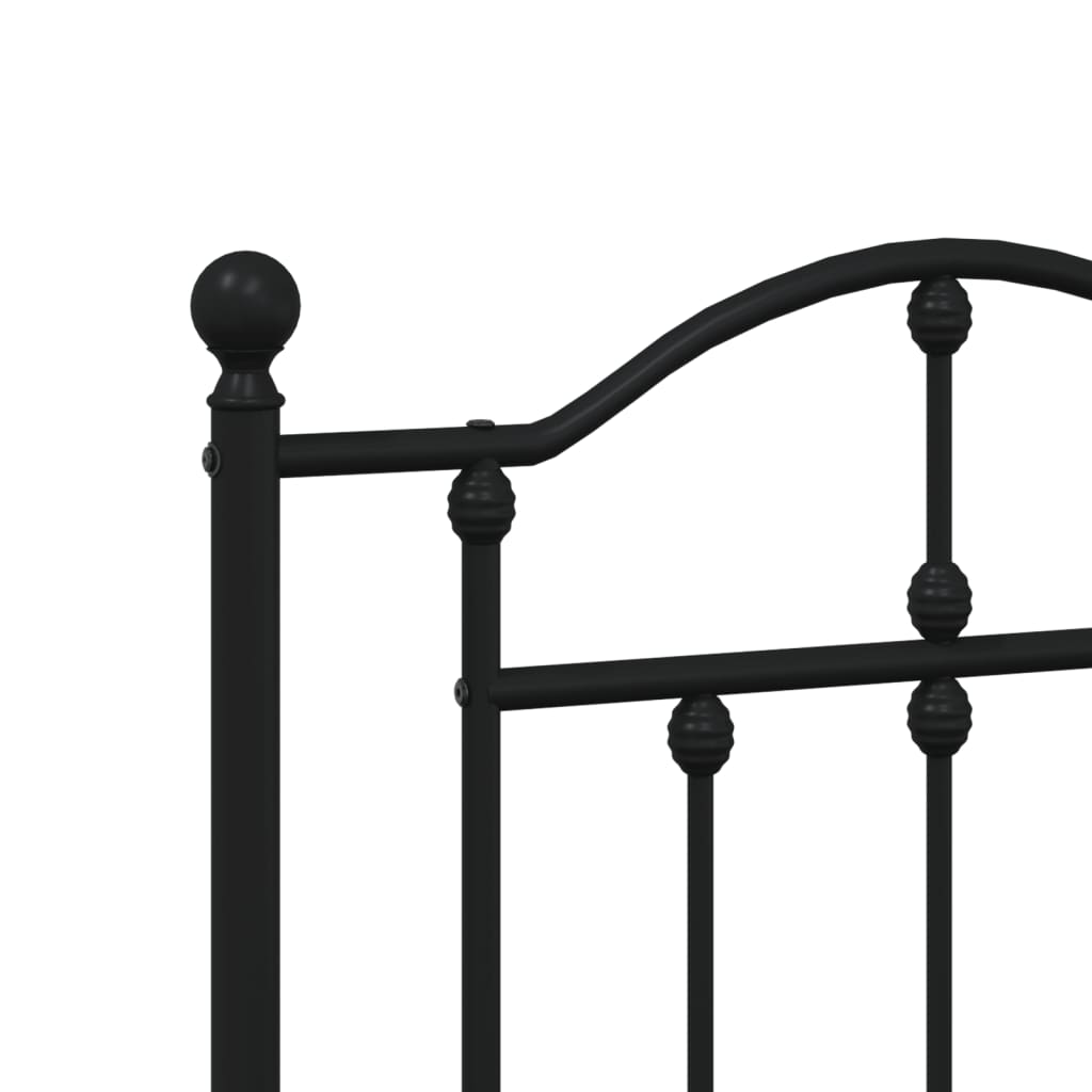 Metal Bed Frame without Mattress with Headboard Black 53.1"x74.8"