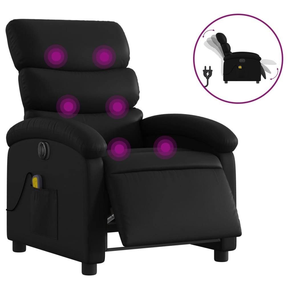 Electric Massage Recliner Chair Black Faux Leather