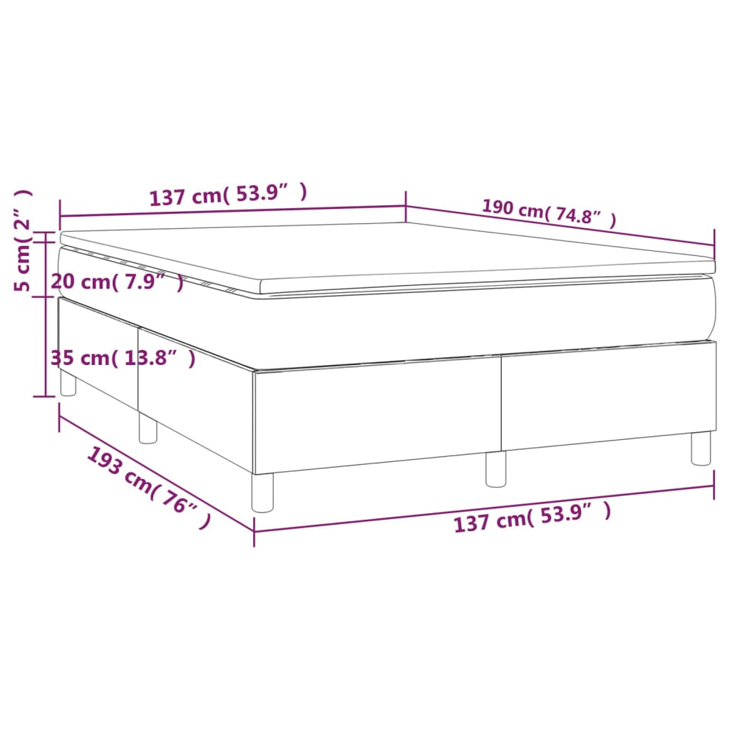 Box Spring Bed with Mattress Black 53.9"x74.8" Full Faux Leather