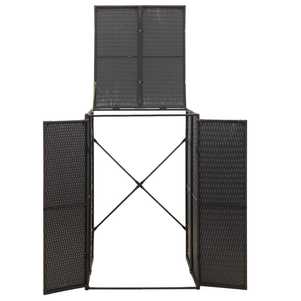 Single Wheelie Bin Shed Black 27.6"x31.5"x46.1" Poly Rattan