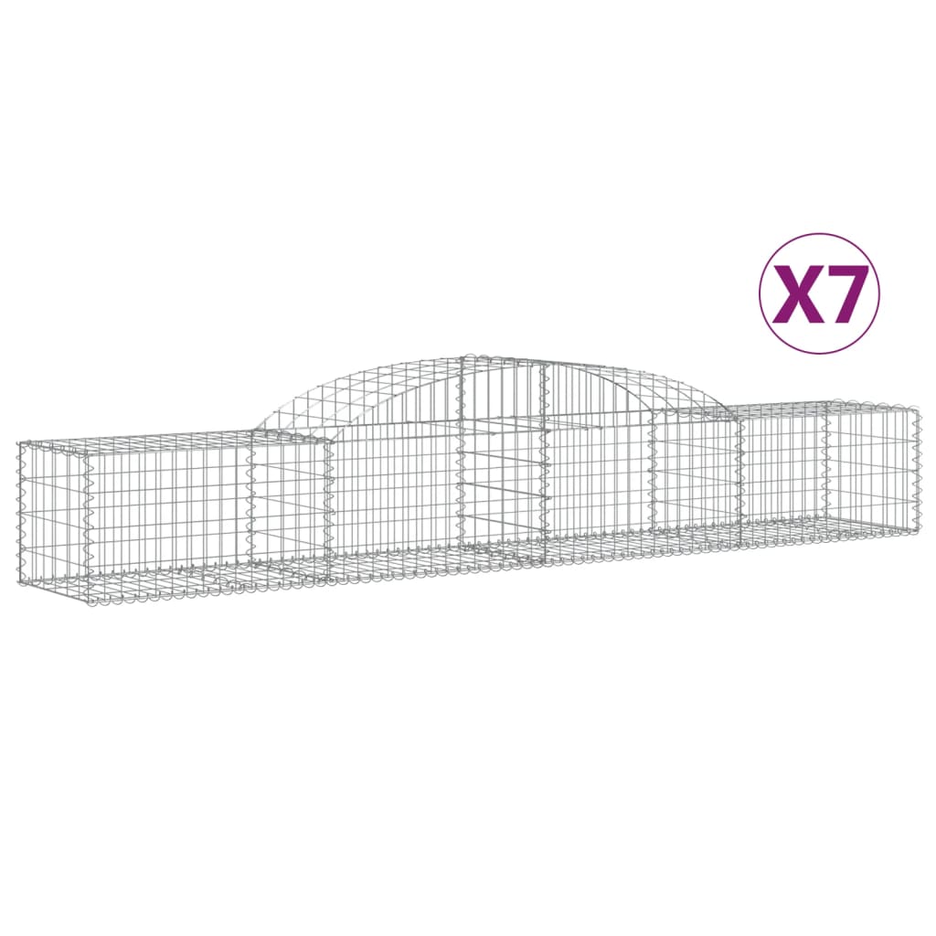 Arched Gabion Baskets 7 pcs 118.1"x19.7"x15.7"/23.6" Galvanized Iron