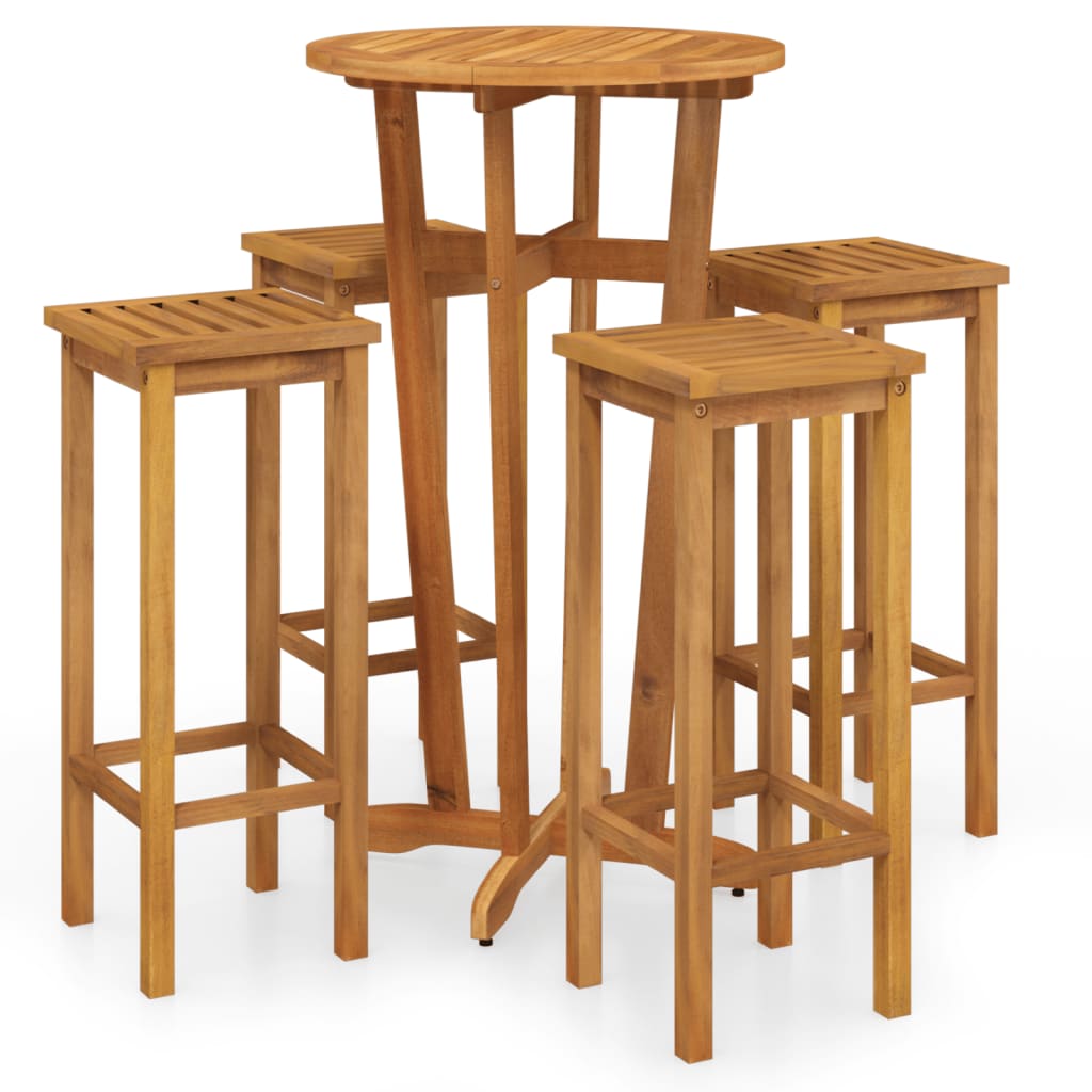 5 Piece Patio Bar Set Solid Wood Acacia