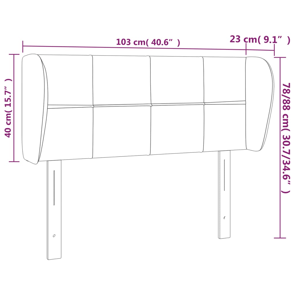 Headboard with Ears Light Gray 40.6"x9.1"x30.7"/34.6" Velvet