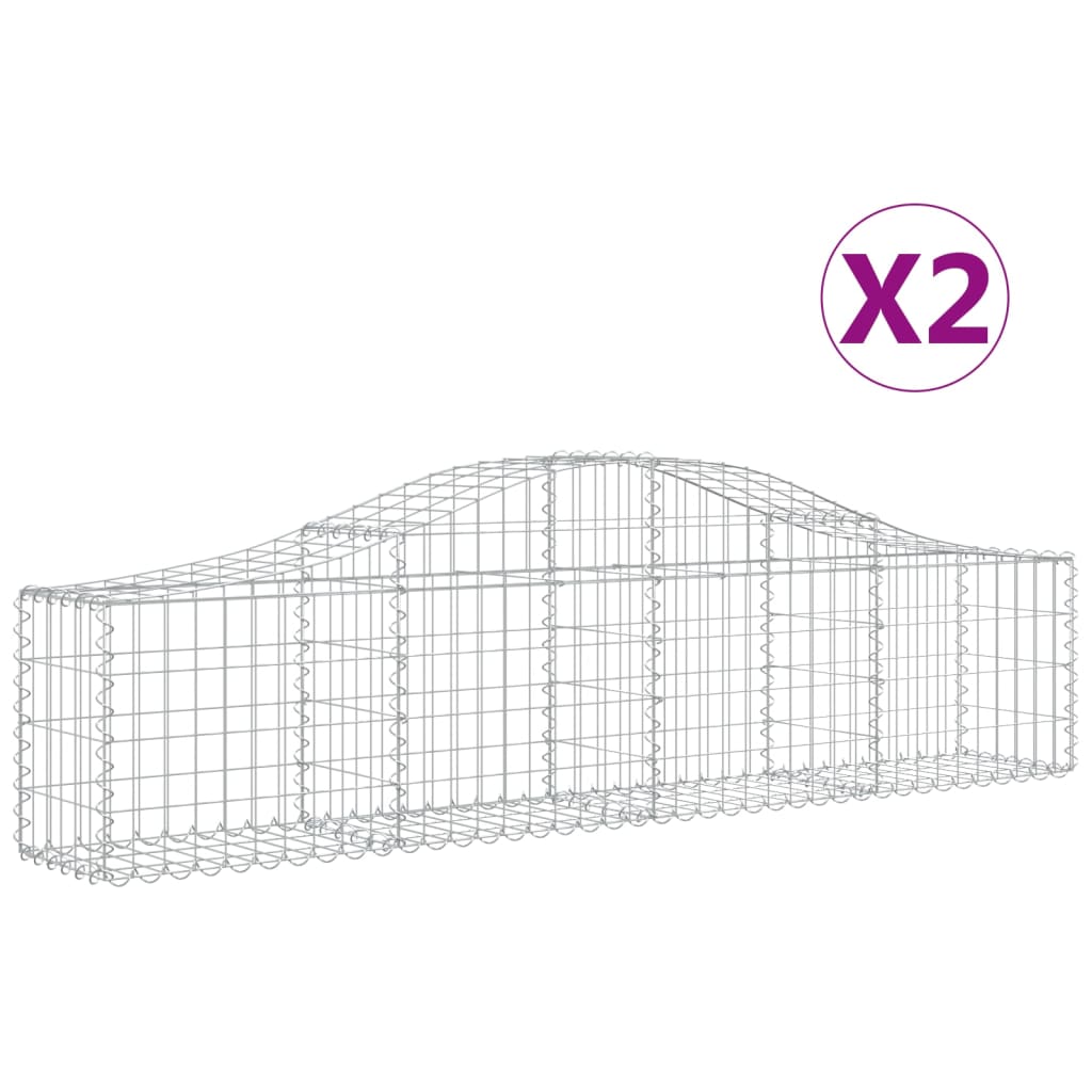 Arched Gabion Baskets 2 pcs 78.7"x11.8"x15.7"/23.6" Galvanized Iron