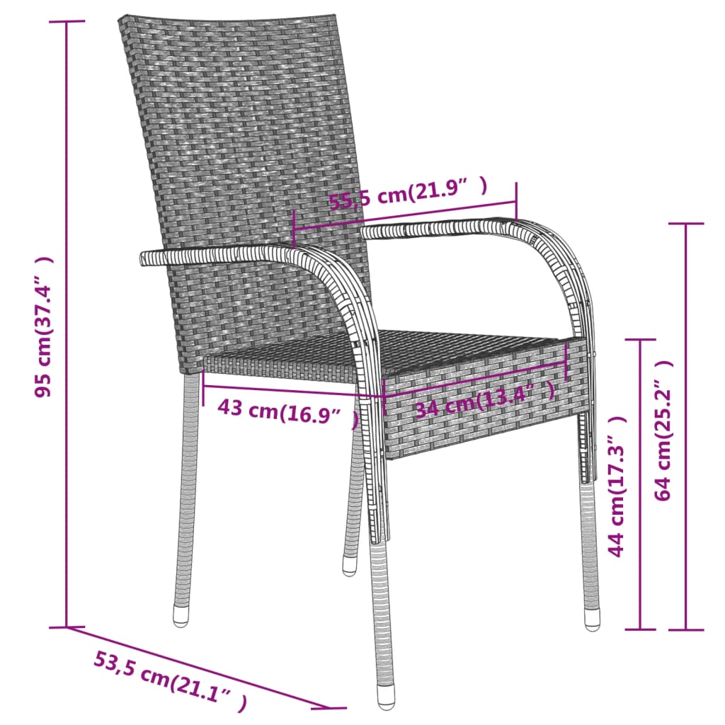 5 Piece Patio Dining Set Brown and Black