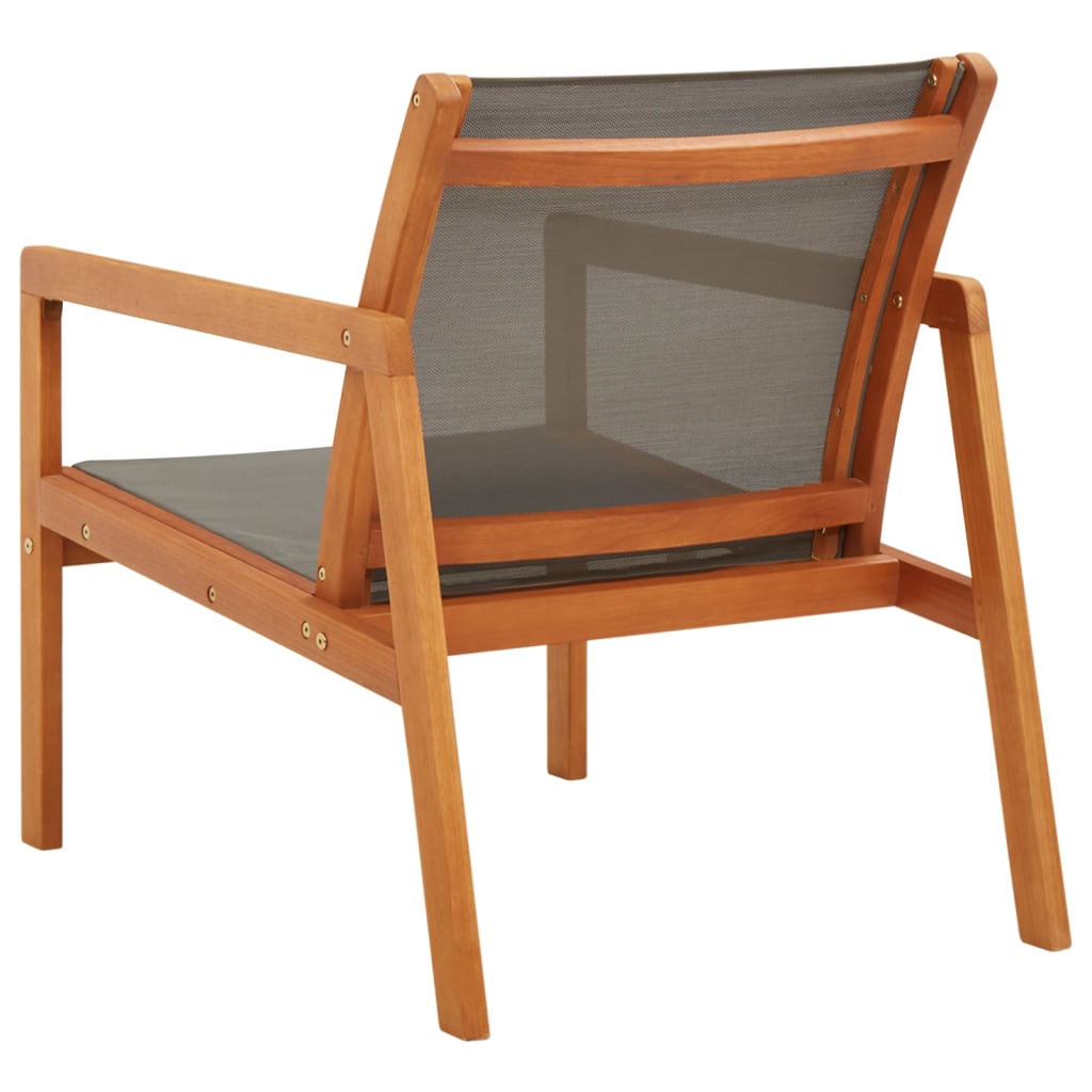 Patio Lounge Chair Gray Solid Eucalyptus Wood and Textilene