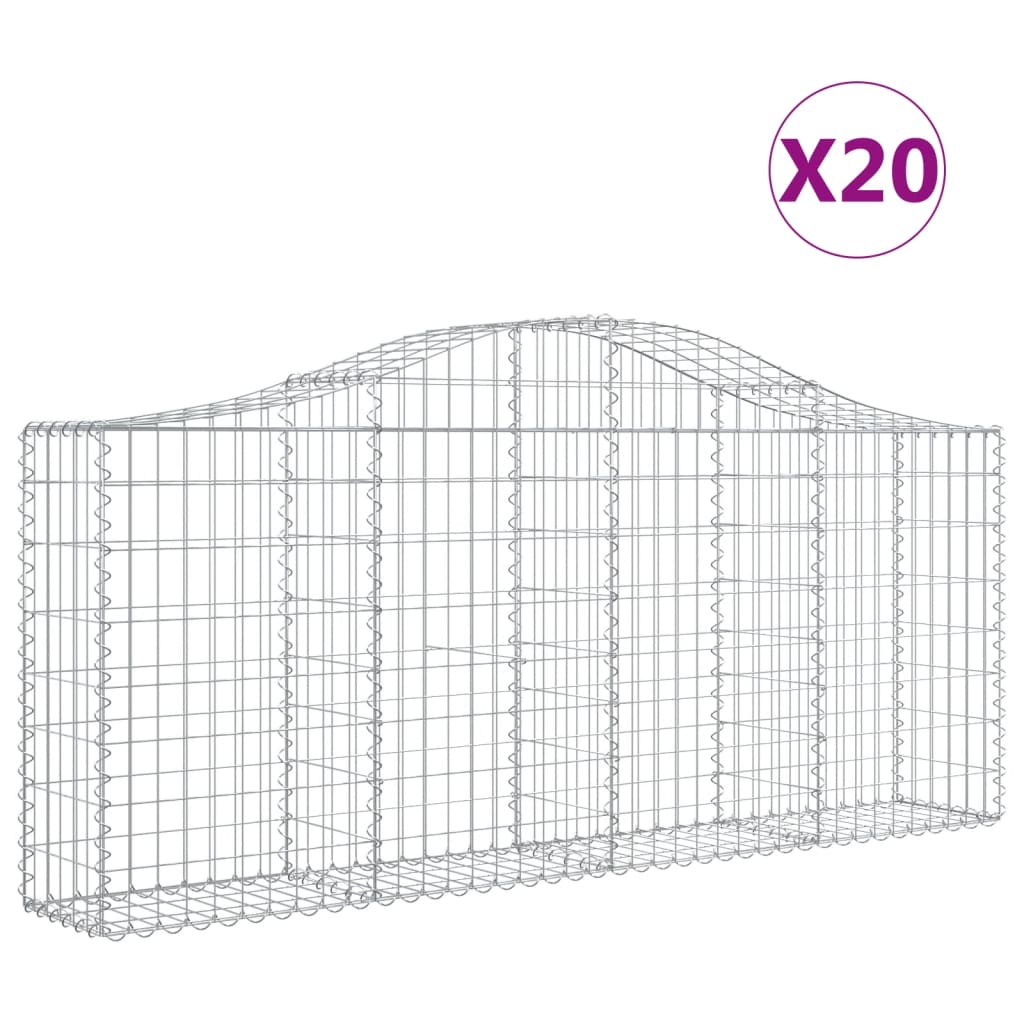 Arched Gabion Baskets 20 pcs 78.7"x11.8"x31.5"/39.4" Galvanized Iron