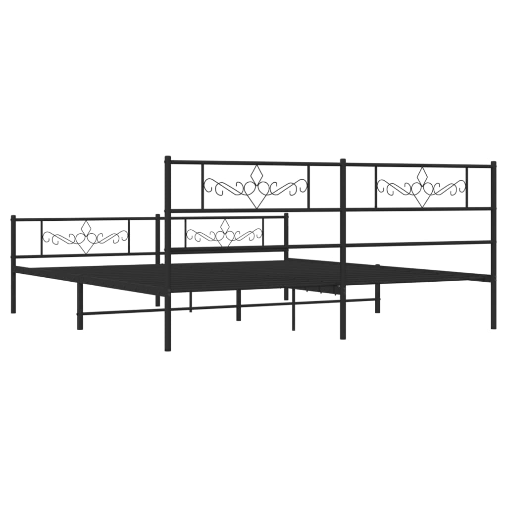 Metal Bed Frame without Mattress with Footboard Black 76"x79.9"