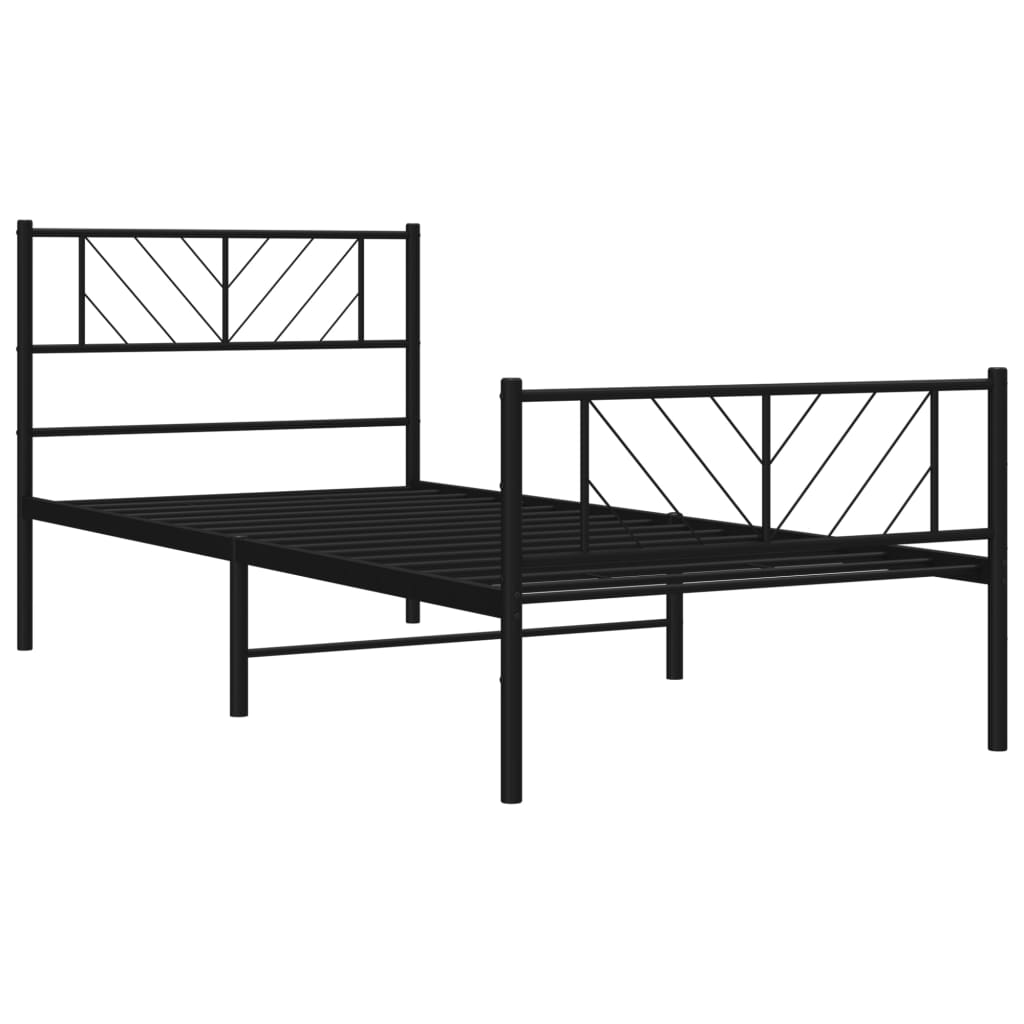 Metal Bed Frame without Mattress with Footboard Black 39.4"x74.8"