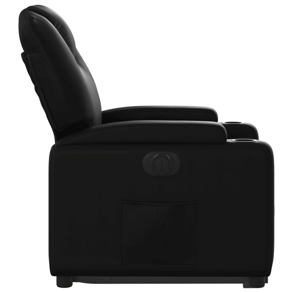 Electric Stand up Recliner Chair Black Faux Leather