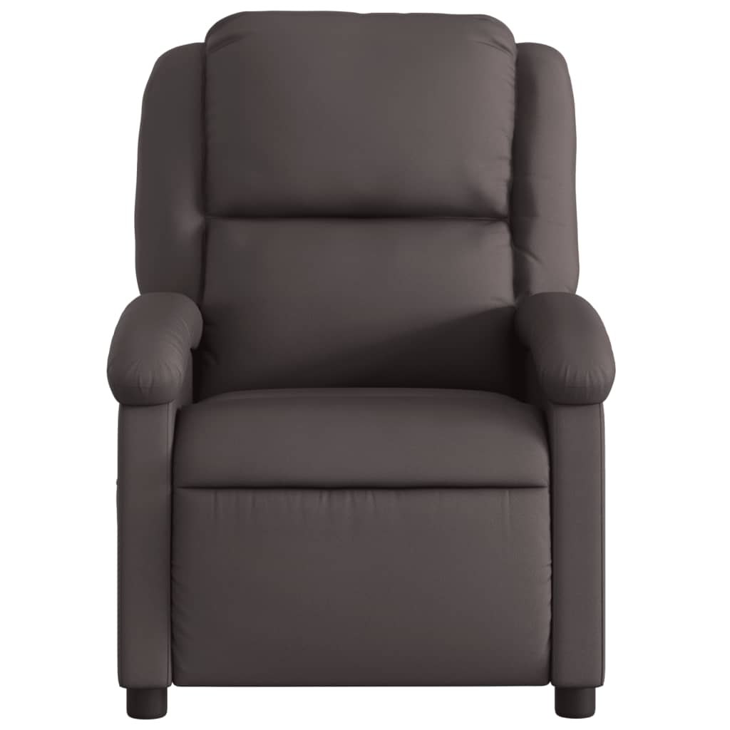 Electric Recliner Chair Dark Brown Real Leather