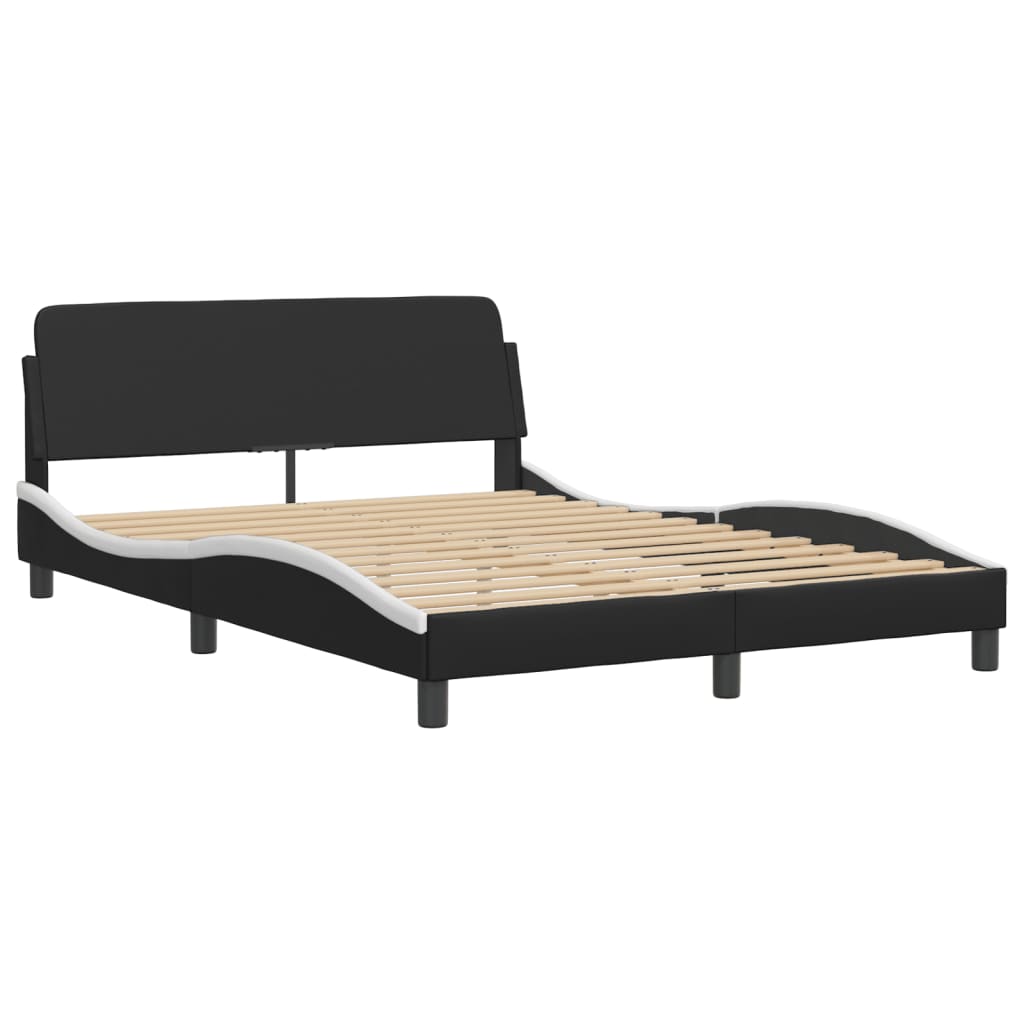 Bed Frame with LED without Mattress Black and White 53.9"x74.8"