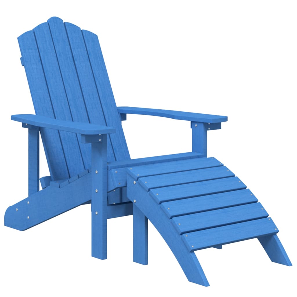 Patio Adirondack Chairs 2 pcs with Footstools HDPE Aqua Blue