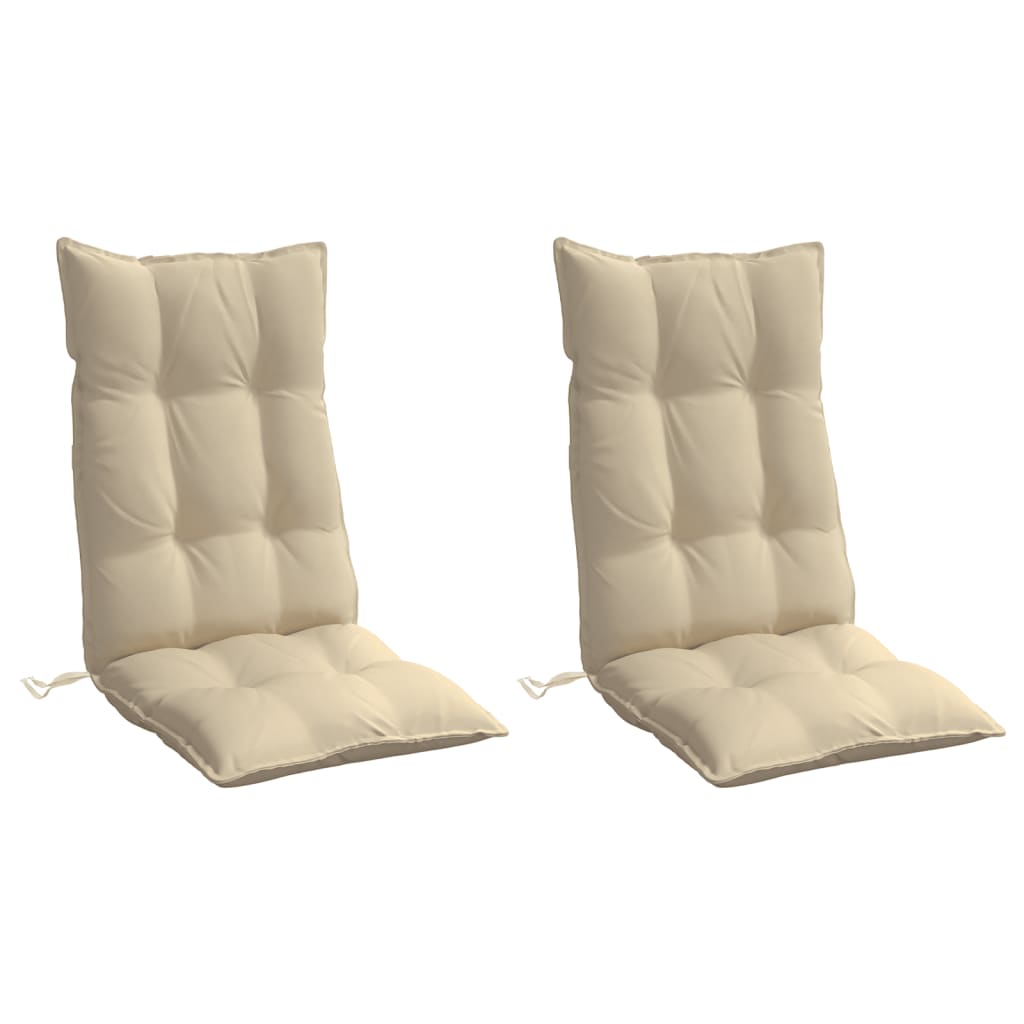 Highback Chair Cushions 2 pcs Beige Oxford Fabric