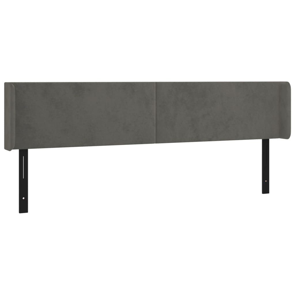 LED Headboard Dark Gray 79.9"x6.3"x30.7"/34.6" Velvet