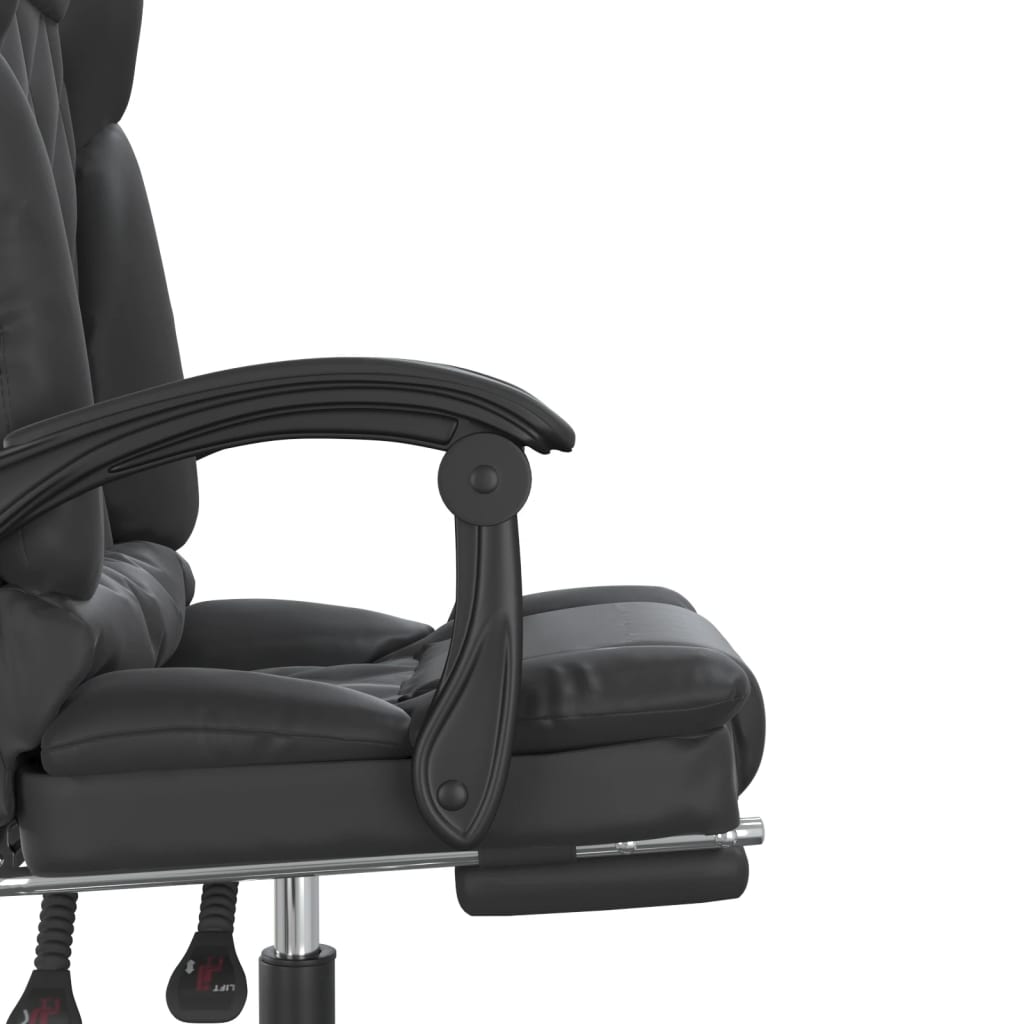 Massage Reclining Office Chair Black Faux Leather