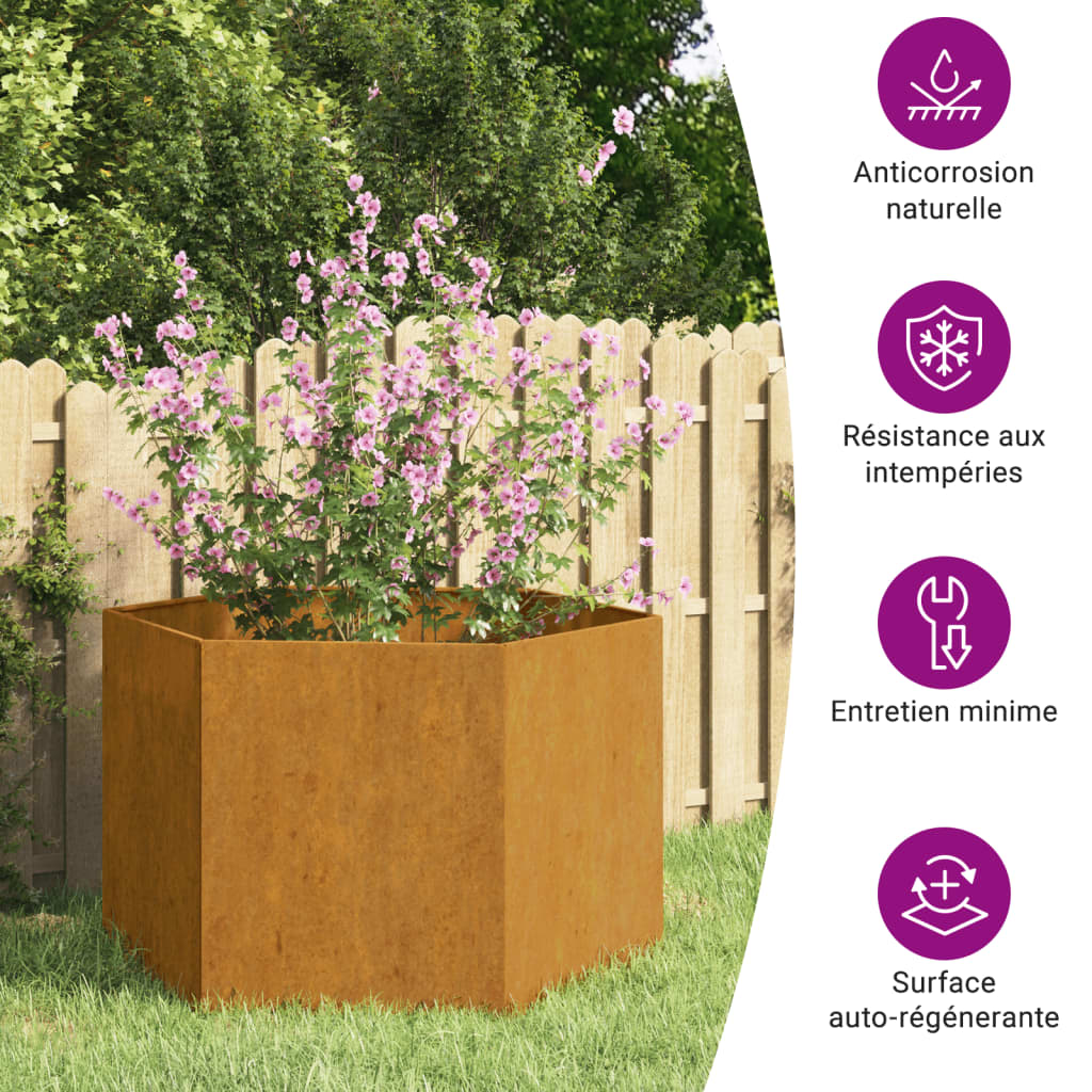 Planter Rusty 23.6"x23.6"x17.7" Corten Steel