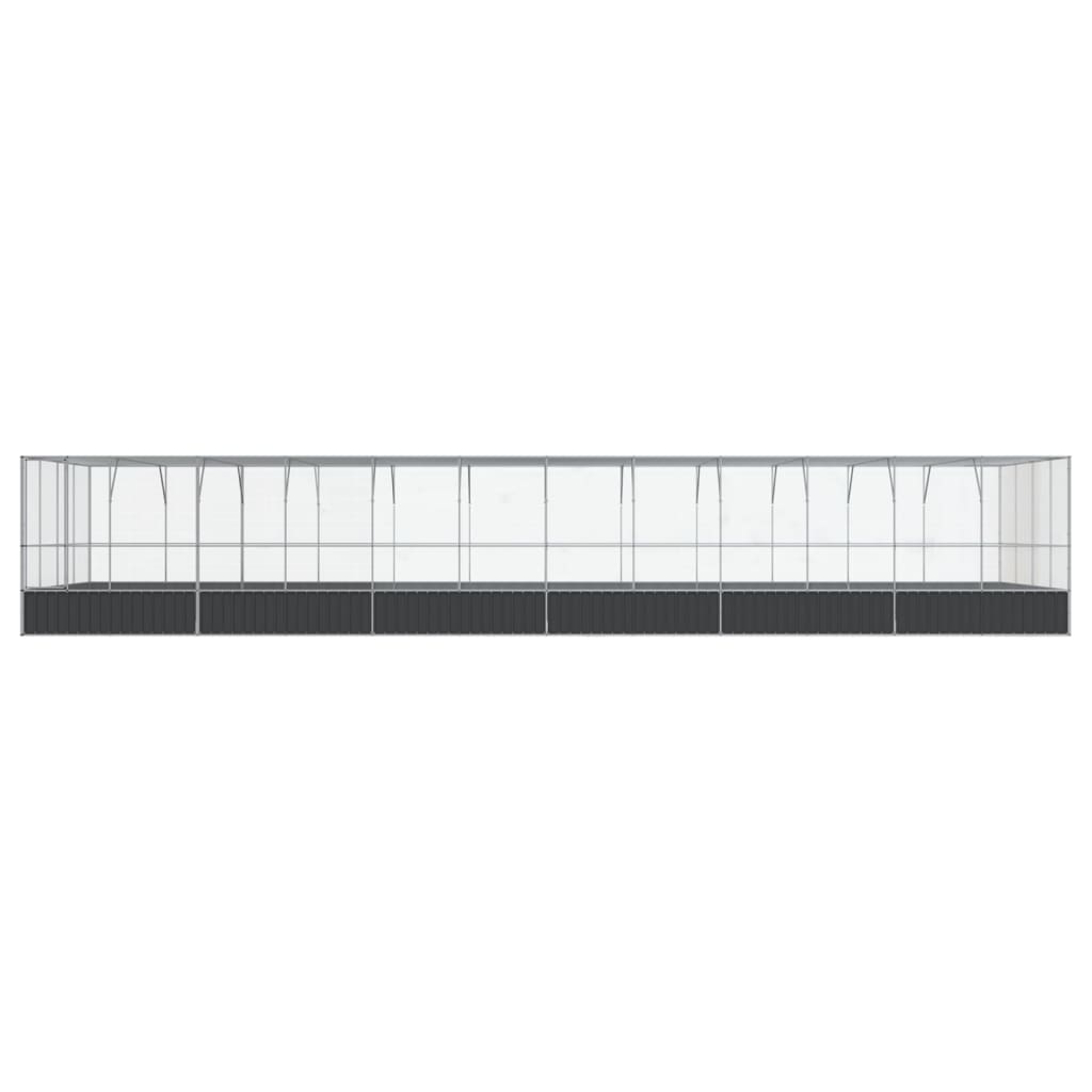 Aviary with Extension Silver 490.6"x163"x83.5" Steel