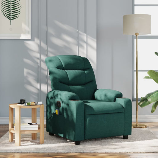 Massage Recliner Chair Dark Green Fabric